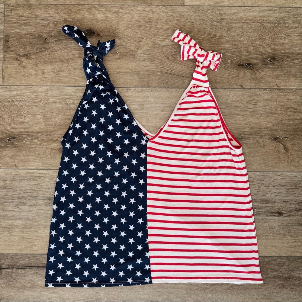 BiBi Red White & Blue Striped Top Women’s Size Large